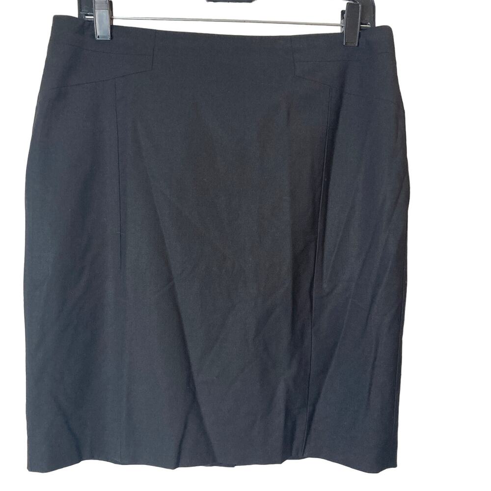 Ann Taylor Skirt Womens 12P Virgin Wool Blend Black Knee Length
